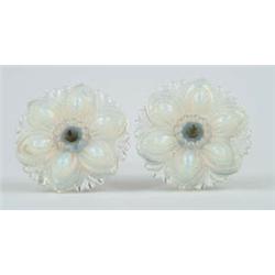 Lot #  1108:  PAIR OF OPALESCENT SANDWICH GLASS CURTAIN TIE BACKS.