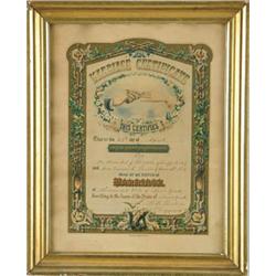 Lot #  1115:  ANTIQUE FRAME MARRIAGE CERTIFICATE.