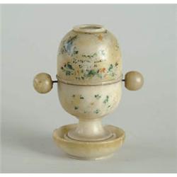 Lot #  1117:  INTERESTING DECORATED AND CARVED ONYX VIEWER.