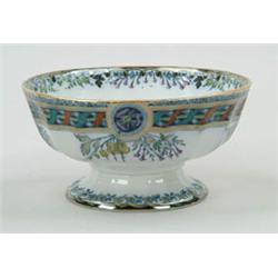 Lot #  1122:  DECORATED IRONSTONE FOOTED PUNCH BOWL.