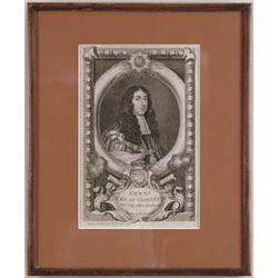 Lot #  1124:  FRAMED ENGRAVING “HENRY DUKE OF GLOCESTER”.