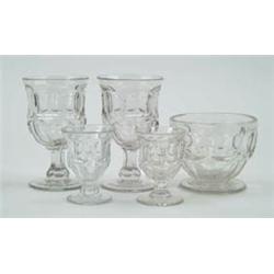 Lot #  1146:  LOT OF THIRTEEN PIECES OF ASHBURTON PATTERN GLASS.