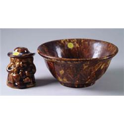 Lot #  1162:  TWO PIECES OF ROCKINGHAM WARE.