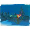 Image 1 : Ariel, Flounder, and Sebastian production cel and production background from The Little Mermaid TV S
