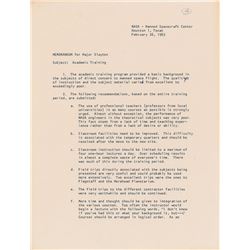 Frank Borman 1963 Academic Training Memorandum