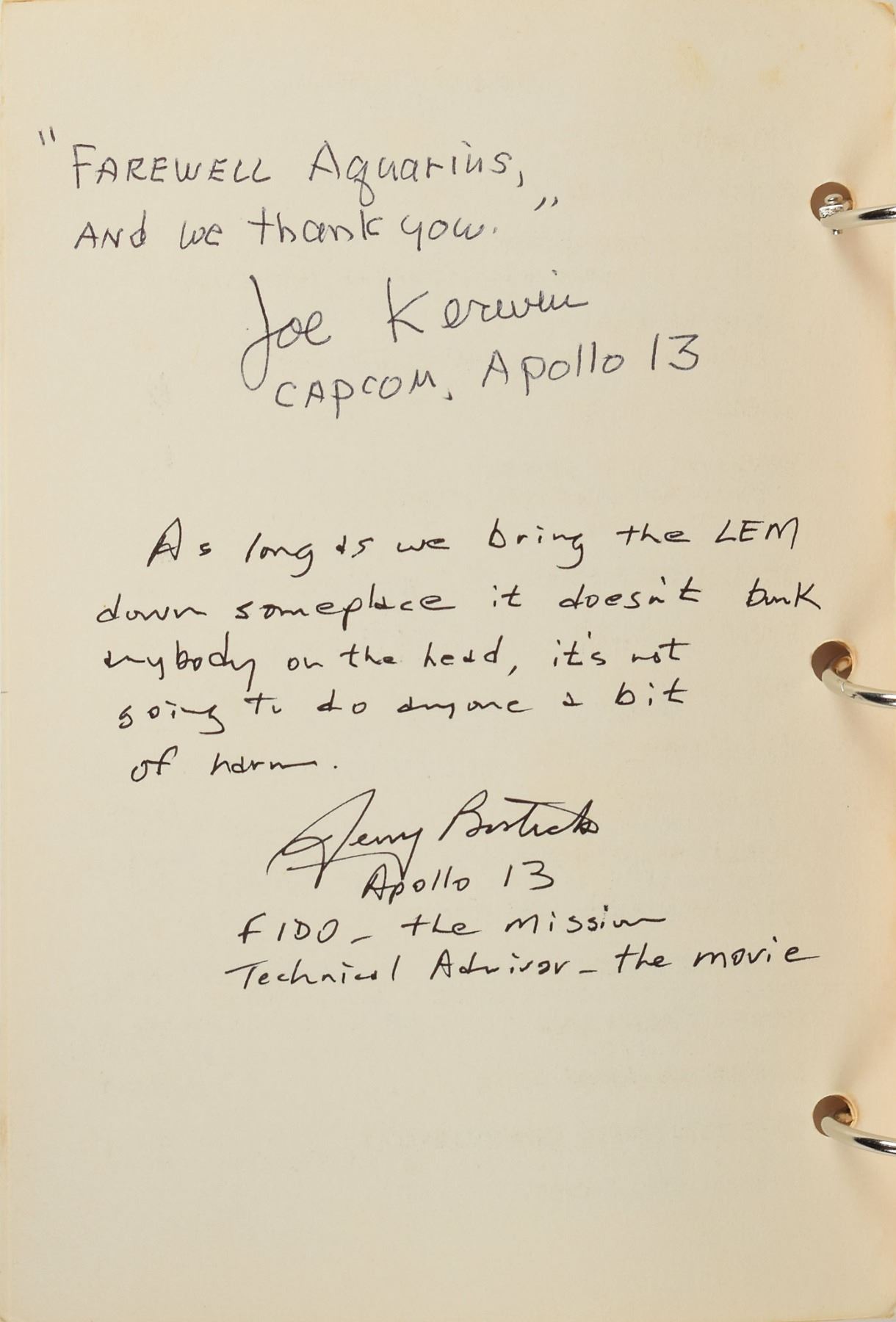 Apollo 13 Lunar Module Contingency Checklist