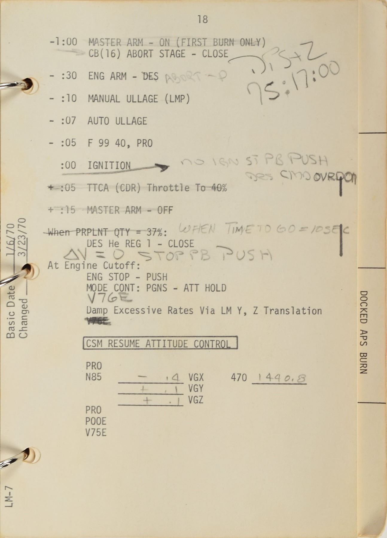 Apollo 13 Lunar Module Contingency Checklist