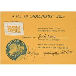 Apollo 13 Crew-Signed Flown Lunar Module Netting Presentation