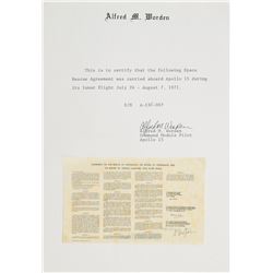 Apollo 15 Lunar Orbit Flown Space Rescue Agreement