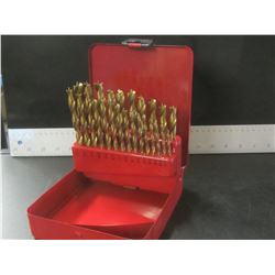 New 25 piece brad point drill bit set in metal index case / for woodworking