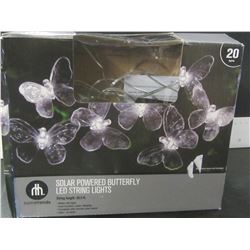 Solar power Butterfly LED string lights 20FT 20 LIGHTS / TESTED WORKING