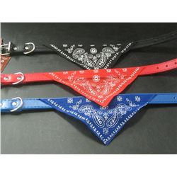 3 New Dog Collars with Bandana / red/blue/black / Neck size- 12-15" medium dogs