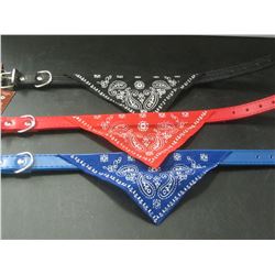4 New Dog Collars with Bandana / red/blue/black / Neck size- 15-18" large dogs