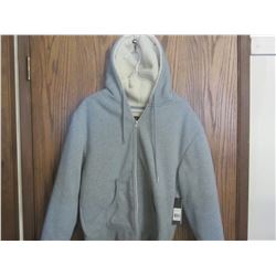 New Grey Fleece lined zippered Hoodie size small/ 59.50 tags