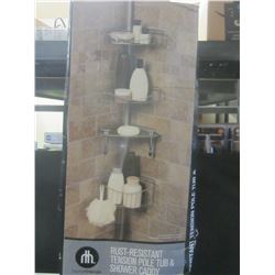 New Tension pole Tub & Shower Caddy/ fits standard ceiling hights up to 8 ft 1 in.