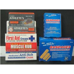 Lot of 6 New Health/ first aid items / Band aids / anti itch / muscle rub / first aid cream