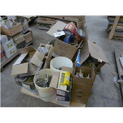 PALLET OF NAILS, STAPLES & MISC