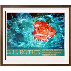 Gh Rothe Plate Signed 1977 Rose In Bubbles