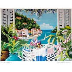 Shari Hatchett Bohemann Signed Tropical View Colorful