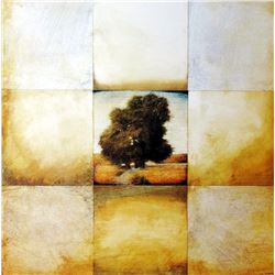 Abstract Landscape Geometric Earth Tone 1998 Printed In Spain