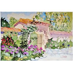 Linda Adams Kessler Plate Signed Garden Scene Carmel 1988