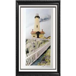 Hand Signed Arches Paper Litho Thea Schrack Pigeon Point Lighthouse Realism Colored Print