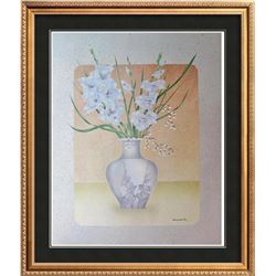 Plate Signed Coopersmith Floral In Vase