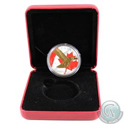 2014 Canada $5 Birds of Prey Red-Tailed Hawk 1oz Fine Silver Colourized & Gold Plated Coin in Red RC