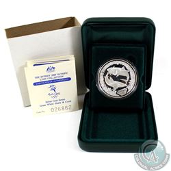 2000 Sydney Olympic 1oz .9999 Fine Silver Coin - Great White Shark and Coral. Coin comes encapsulate