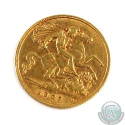 1907 Great Britain Gold Half Sovereign. Coin weighs 3.99 grams and contains 0.1177 oz. of Pure Gold.