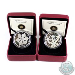 2012 Canada $20 Holiday Snowstorm & Crystal Snowflake Fine Silver Coins. Coins come encapsulated in 