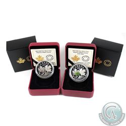 2014 Canada $20 Majestic Maple Leaves & 2014 $20 Majestic Maple Leaves with Jade Fine Silver Coins. 