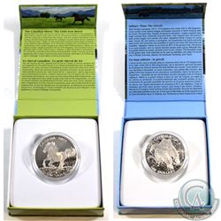2014 & 2015 Canada $100 for $100 Fine Silver Coins - 2014 The Grizzly & 2015 Canadian Horse. 2pcs (T