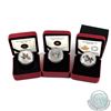 Image 1 : 2011-2015 Canada $10 Fine Silver Maple Leaf Coins - 2011 Maple Leaf Forever, 2013 Maple Leaf & 2015 