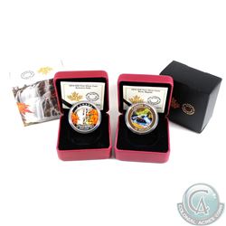 2014 Canada $20 River Rapids & Autumn Falls Fine Silver Coins. 2pcs (TAX Exempt)