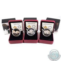 Lot of 2014 Canada $20 Bison Series Fine Silver Coins - The Bull and His Mate, The Fight (coin has e