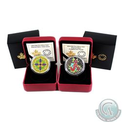 2014 Canada $20 Stained Glass Series - Casa Loma & Craigdarroch Castle Fine Silver Coins. 2pcs (TAX 