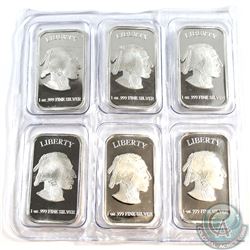 6x Liberty 1oz Fine Silver Buffalo Bars in original sealed packaging (Tax Exempt) 6pcs