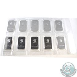 Original Strip of 10x Scotiabank 1oz Fine Silver Bars (Tax Exempt) 10pcs