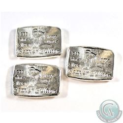 Lot of Beaver Bullion 1oz Fine Silver Bars (Tax Exempt) 3pcs.
