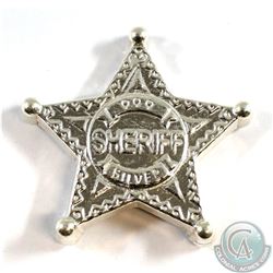 5oz Monarch Precious Metals Hand Poured Fine Silver Sheriff Star (TAX Exempt)