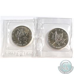 1989 & 1990 Canada $5 Silver Maple Leaf Coins sealed in original RCM packaging (Tax Exempt) 2pcs.