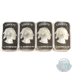 Lot of United States Buffalo Bar 1 oz. .999 Silver (TAX Exempt) 4pcs.