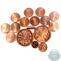 Various Fine Copper Collection (Tax Exempt). You will receive the following: 11x 1oz Copper Rounds w