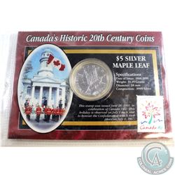 1999 Canada $5 Fine Silver Maple Encapsulated in Collector Card (tax Exempt)
