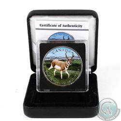 2013 Canada $5 Wildlife Series Pronghorn Antelope 1oz Fine Silver Colourized Coin in Special Display