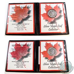 1990 & 1991 Canada $5 1oz Fine Silver Maples Leafs in presentation folders (Tax Exempt). Please note