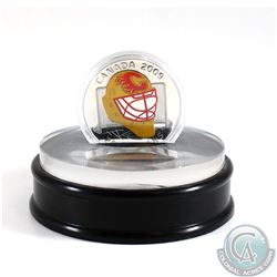 2009 Canada $20 Calgary Flames NHL Goalie Mask Coin & Acrylic Stand Sterling Silver.