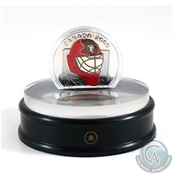 2009 Canada $20 Ottawa Senators NHL Goalie Mask & Acrylic Stand Sterling Silver.