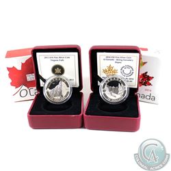 2013 Canada $10 Niagara Falls & 2014 Canada $10 Skiing Canada's Slopes Fine Silver Coins (Tax Exempt